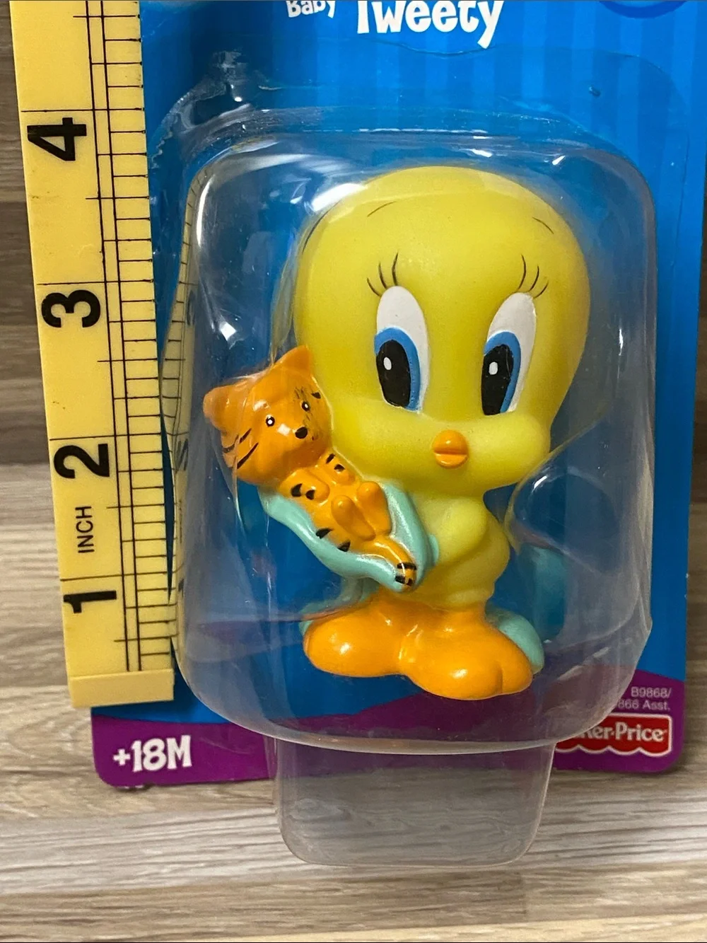 Fisher-Price Yellow Baby Tweety Figure with Orange Feet and Blue Eye Accents
